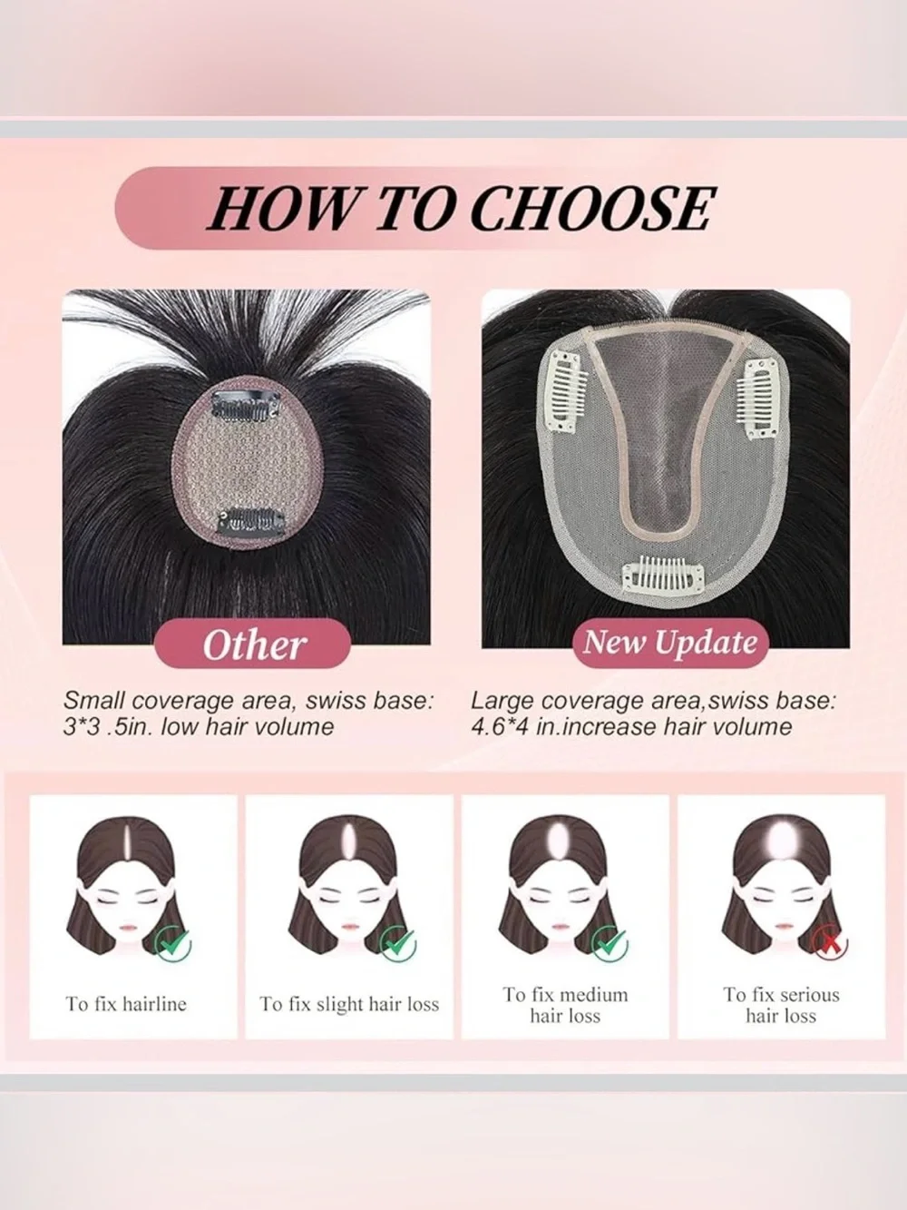 Natural Black Women's Human Hair Topper Center Part #032 - Picture 5 of 15